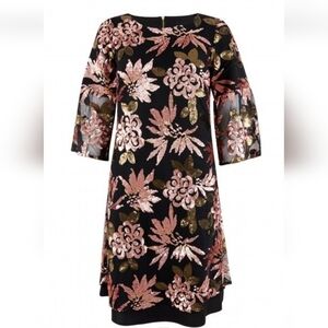 Closet Betty Floral Sequin Black Dress By Crash